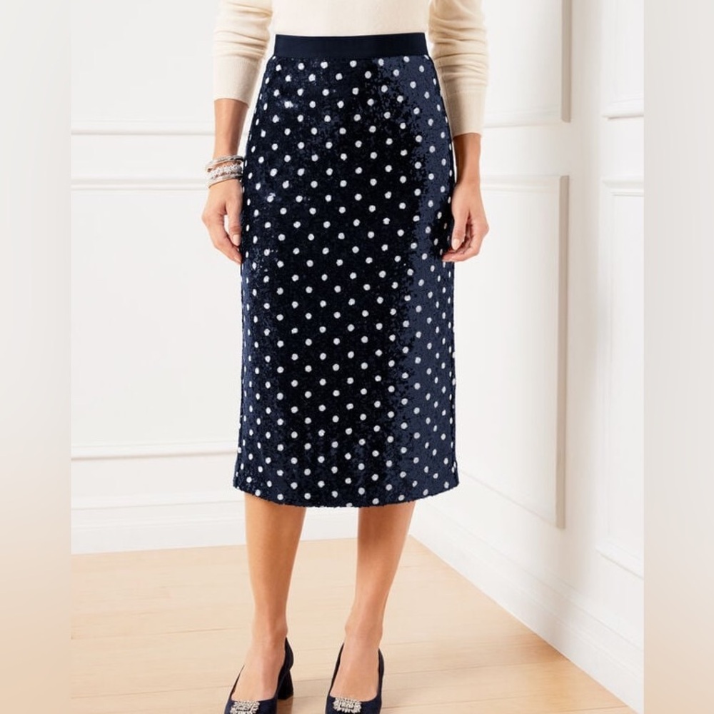 Talbots Martini Polka Dot Sequin Pencil Skirt – Size 2 – NWT ✨ - Picture 2 of 7